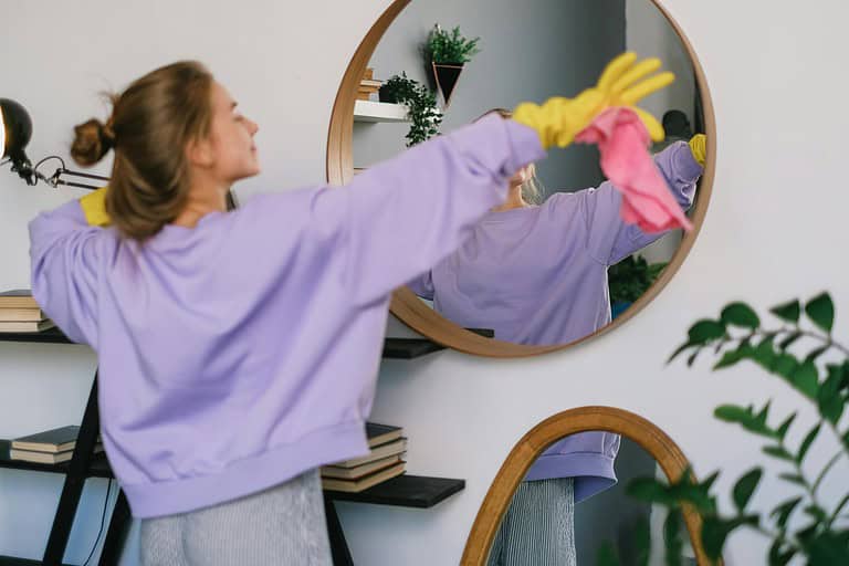 Cleaning services cleaning mirror